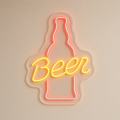 Beer Bottle Bottle Beer for Bar Pub Man Cave LED Neon Sign - natural light view