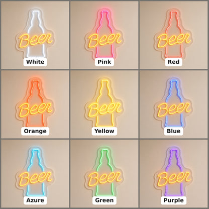 Beer Bottle Bottle Beer for Bar Pub Man Cave LED Neon Sign - nine-color grid