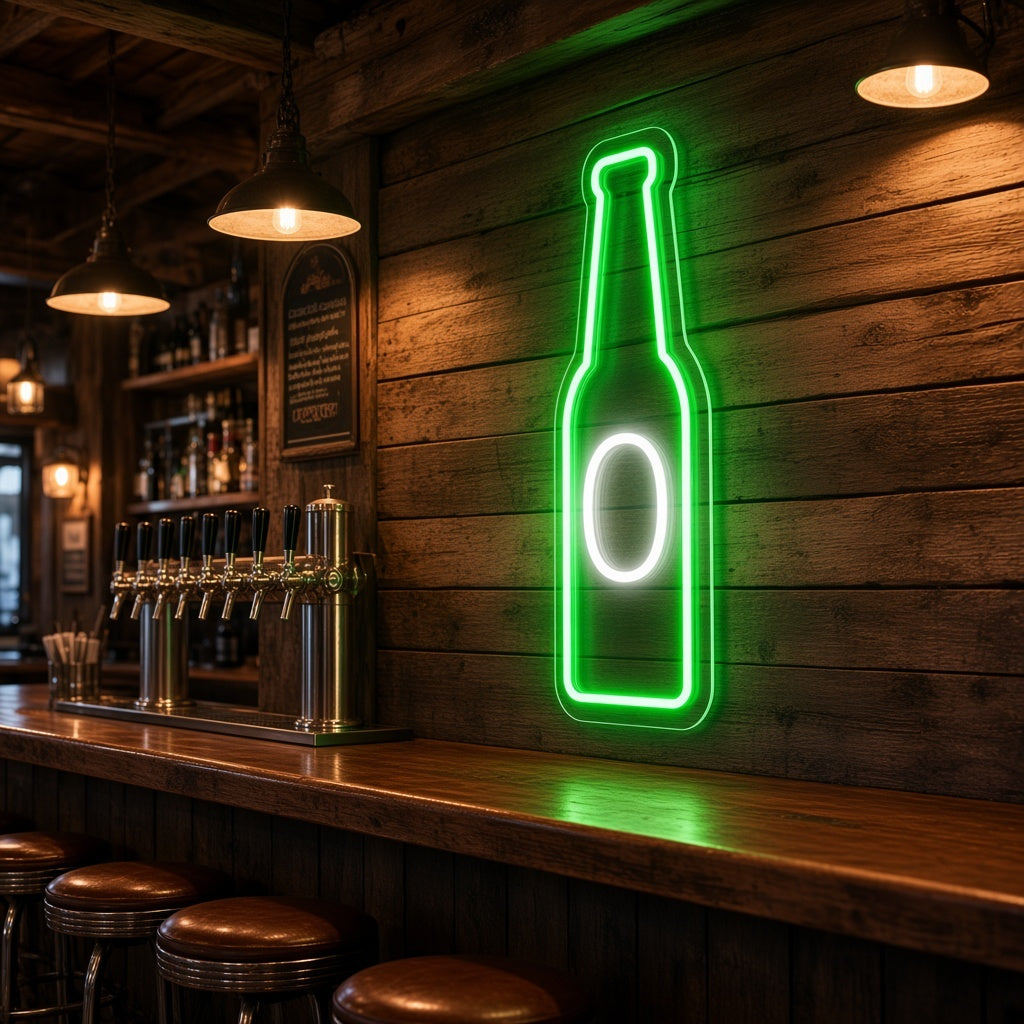 Beer Bottle LED Neon Sign - advertising view