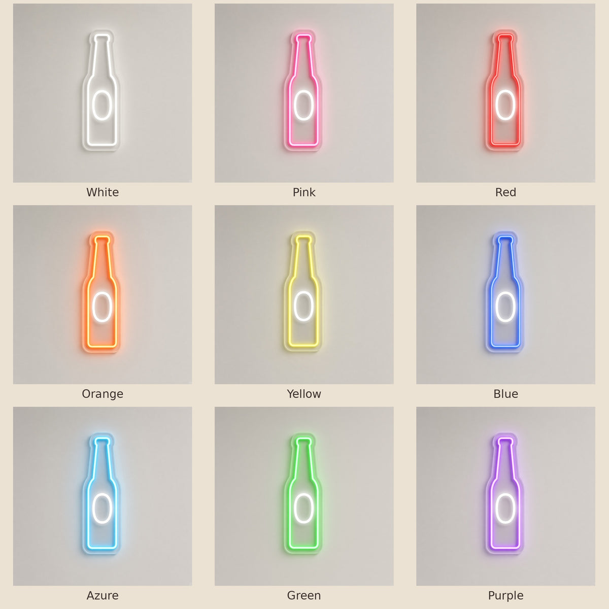 Beer Bottle LED Neon Sign - nine-color grid