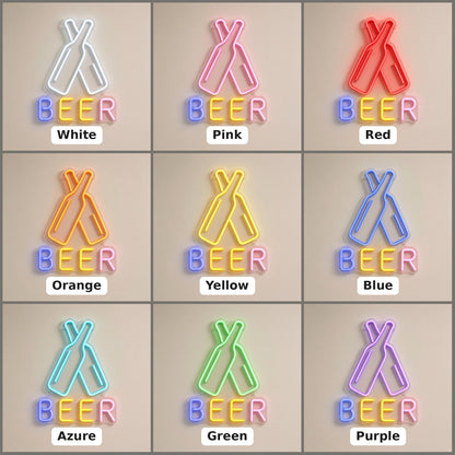 Beer Bottles Crossed Bottles Rainbow Letters for Pub LED Neon Sign - nine-color grid