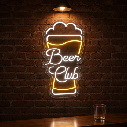 Beer Club in Pint Glass with Foam for Bar Pub Home LED Neon Sign - advertising view