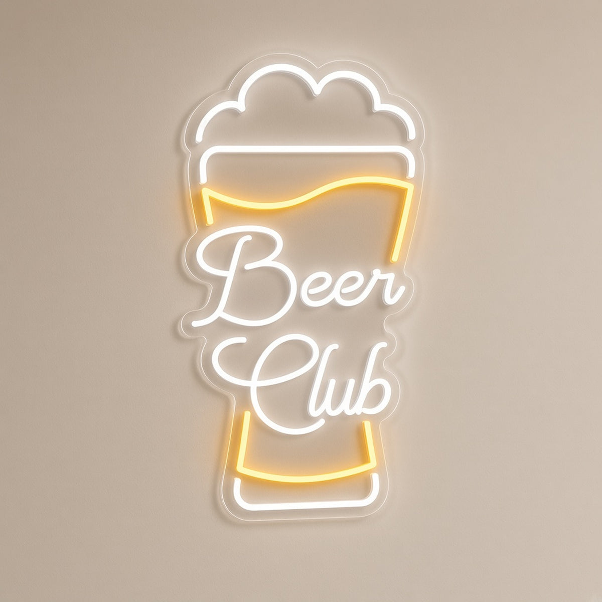 Beer Club in Pint Glass with Foam for Bar Pub Home LED Neon Sign - natural light view
