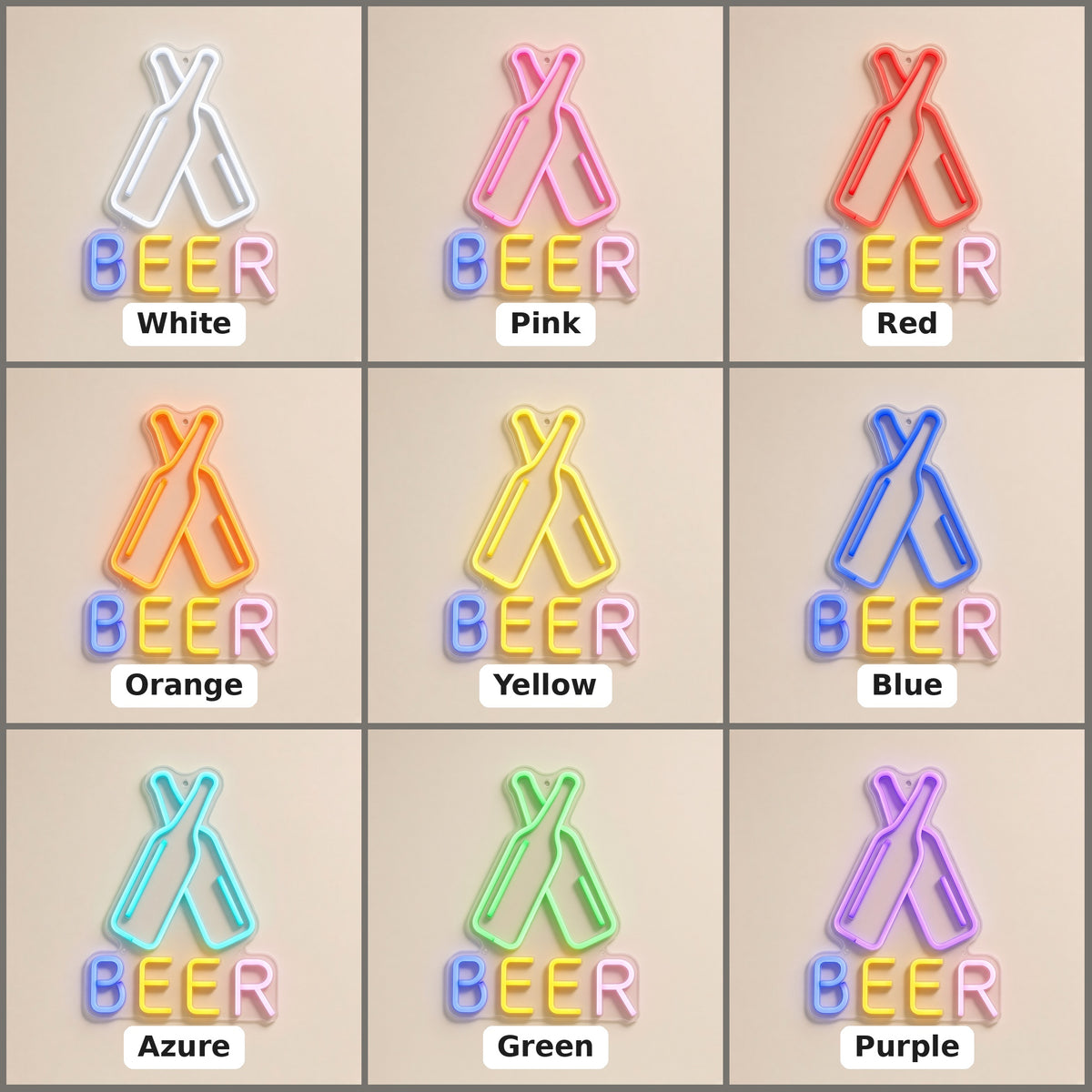 Beer LED Neon Sign - nine-color grid