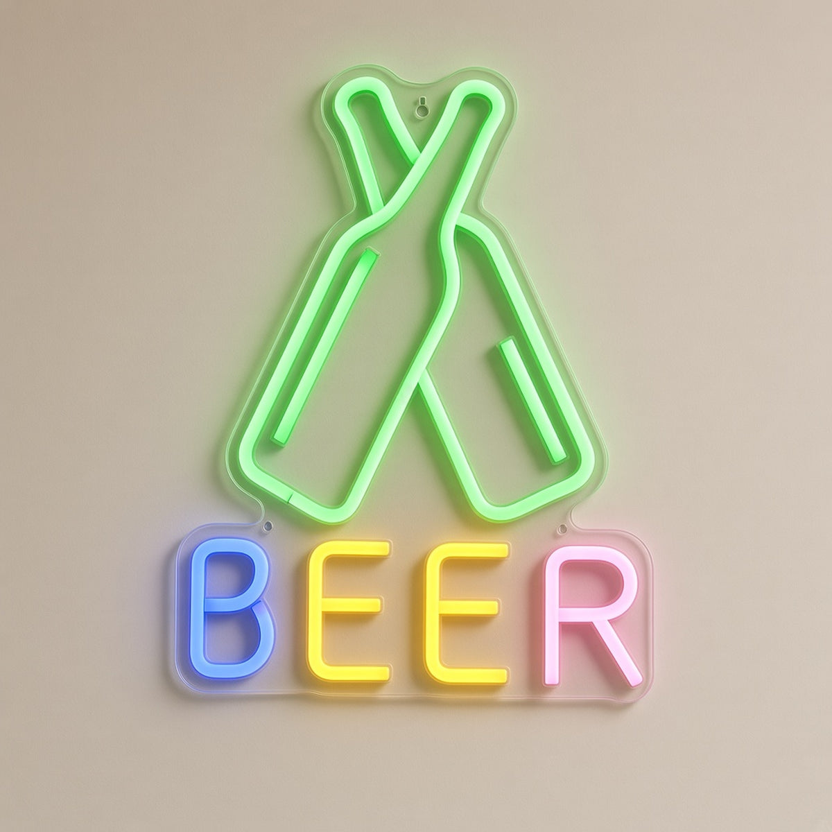 Beer with Crossed Bottles for Home Bar Man Cave LED Neon Sign - natural light view