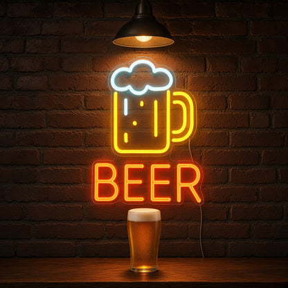 Beer Mug BEER Letters Mug for Bar Pub Man Cave Wall LED Neon Sign - advertising view