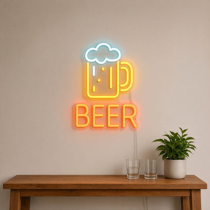 Beer Mug BEER Letters Mug for Bar Pub Man Cave Wall LED Neon Sign - lifestyle view