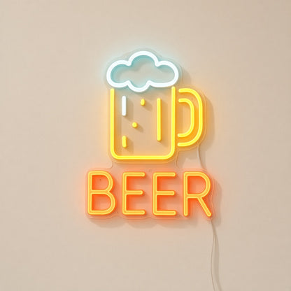 Beer Mug BEER Letters Mug for Bar Pub Man Cave Wall LED Neon Sign - natural light view