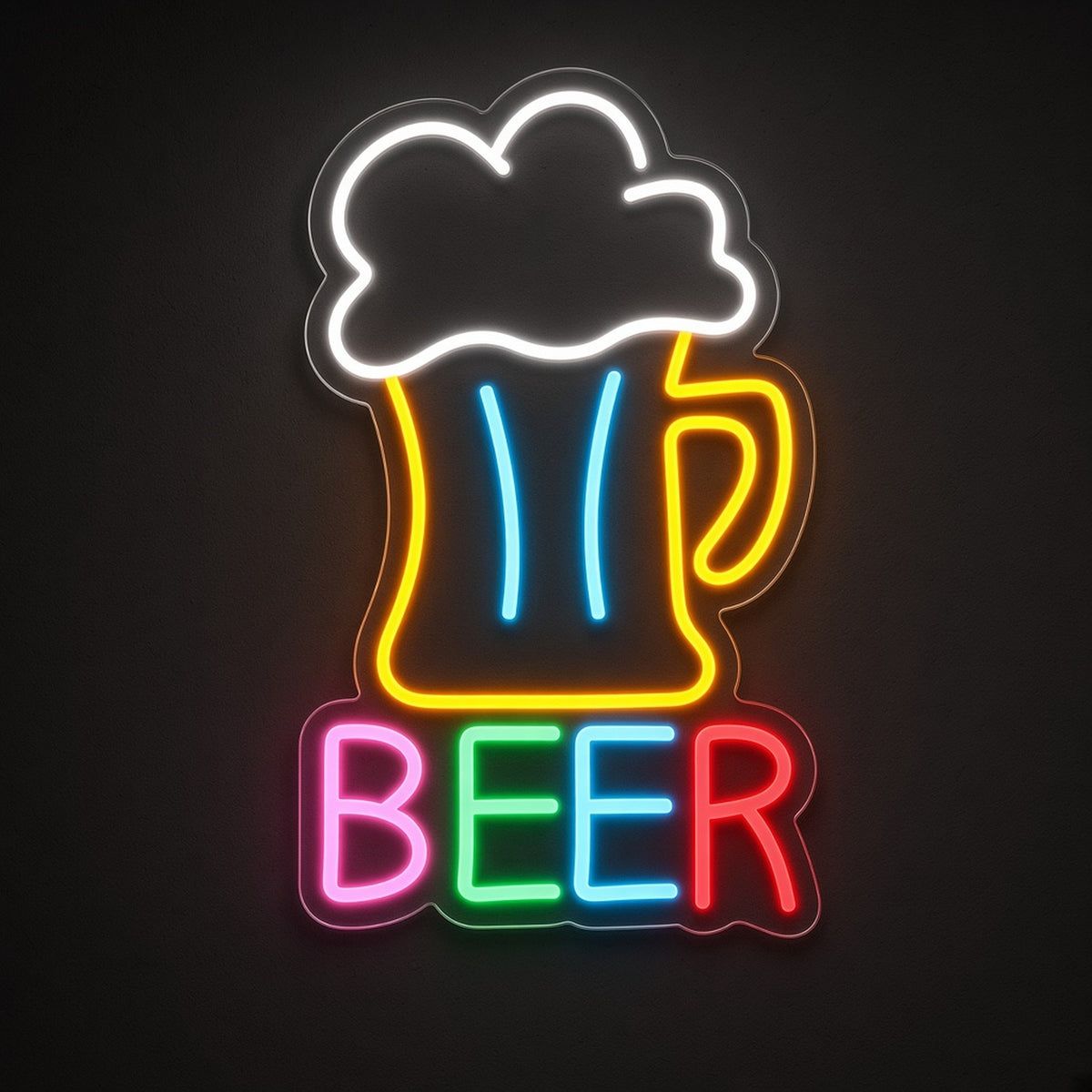 Beer Mug Golden Pint Foam Multicolor BEER for Man Cave Bar LED Neon Sign - product hero