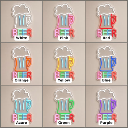 Beer Mug Golden Pint Foam Multicolor BEER for Man Cave Bar LED Neon Sign - nine-color grid