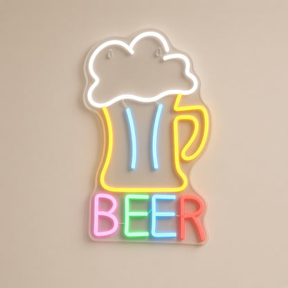 Beer Mug Multicolor for Home Bar Man Cave LED Neon Sign - natural light view