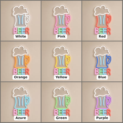Beer Mug Multicolor for Home Bar Man Cave LED Neon Sign - nine-color grid