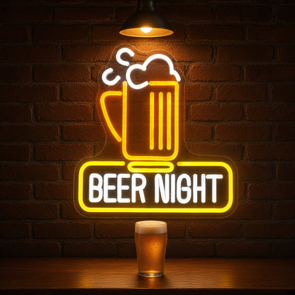 Beer Night Beer Mug Foam Letters for Pub Man Cave LED Neon Sign - advertising view