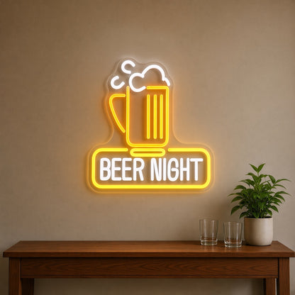 Beer Night Beer Mug Foam Letters for Pub Man Cave LED Neon Sign - lifestyle view