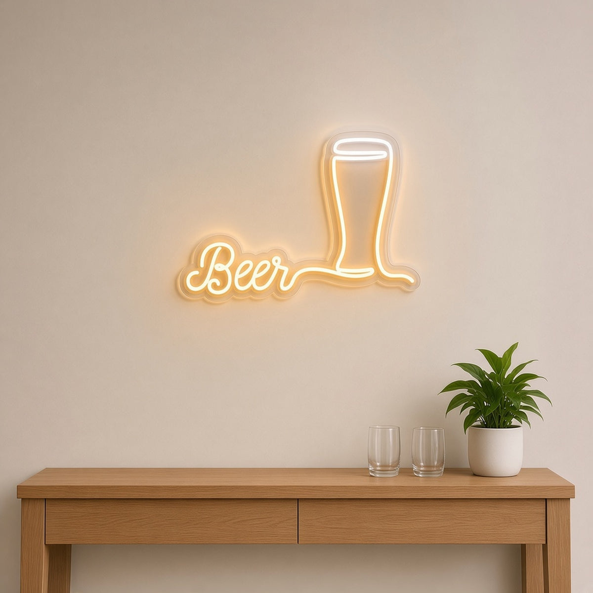 Beer with Pilsner Glass Warm for Bar Pub Home Bar LED Neon Sign - lifestyle view