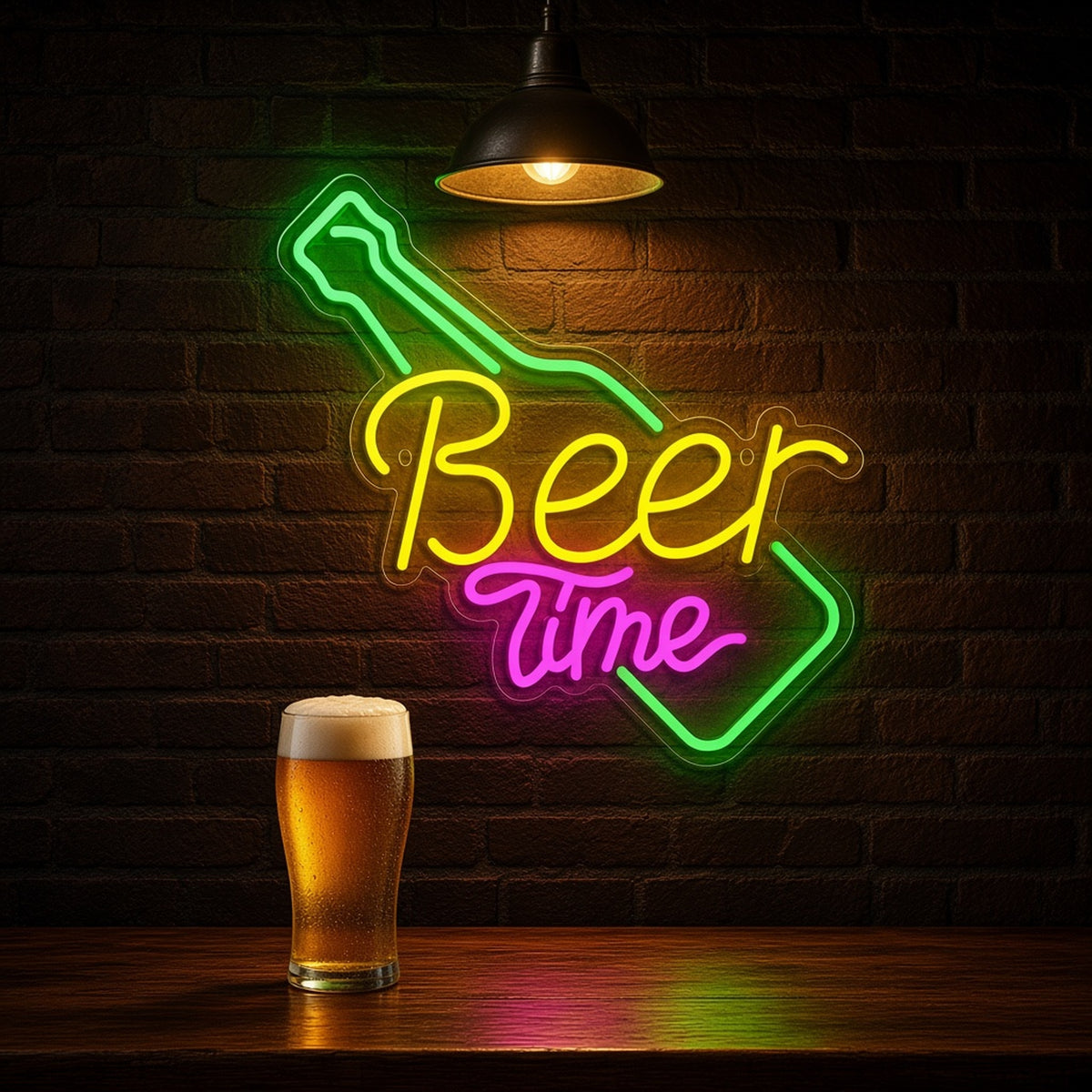 Beer Time Bottle for Home Bar Pub Man Cave LED Neon Sign - advertising view