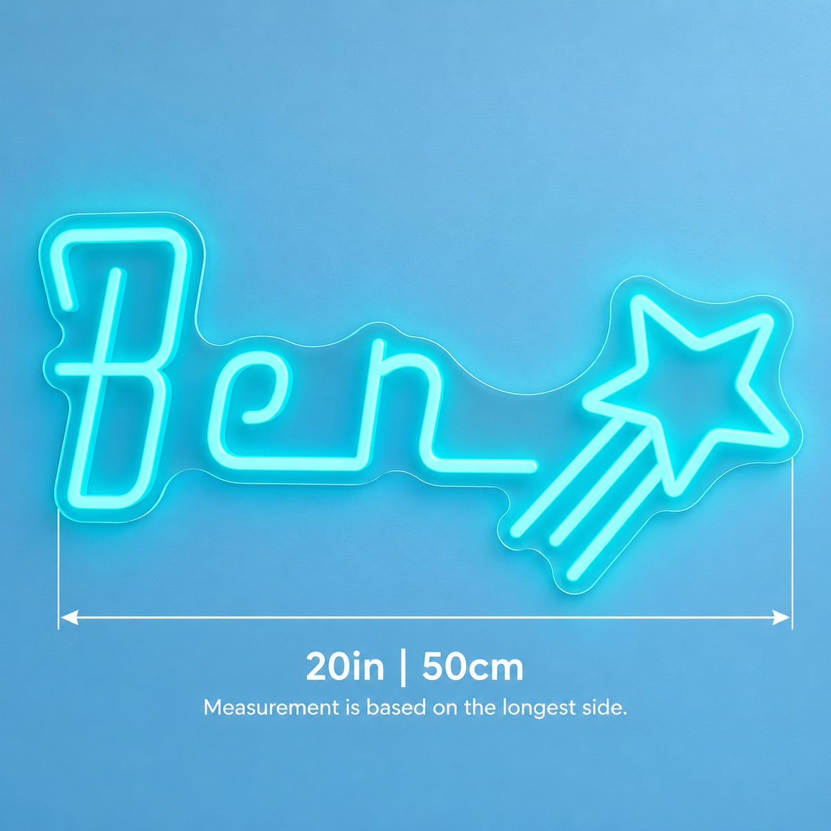 Ben Shooting Star LED Neon Sign - size guide