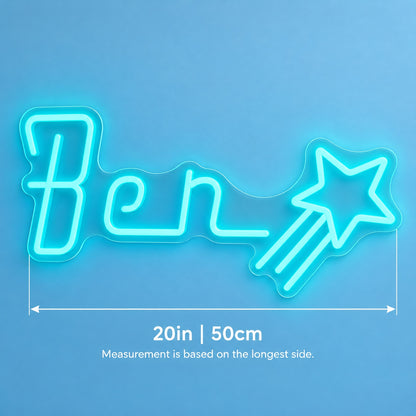 Ben Shooting Star LED Neon Sign - size guide