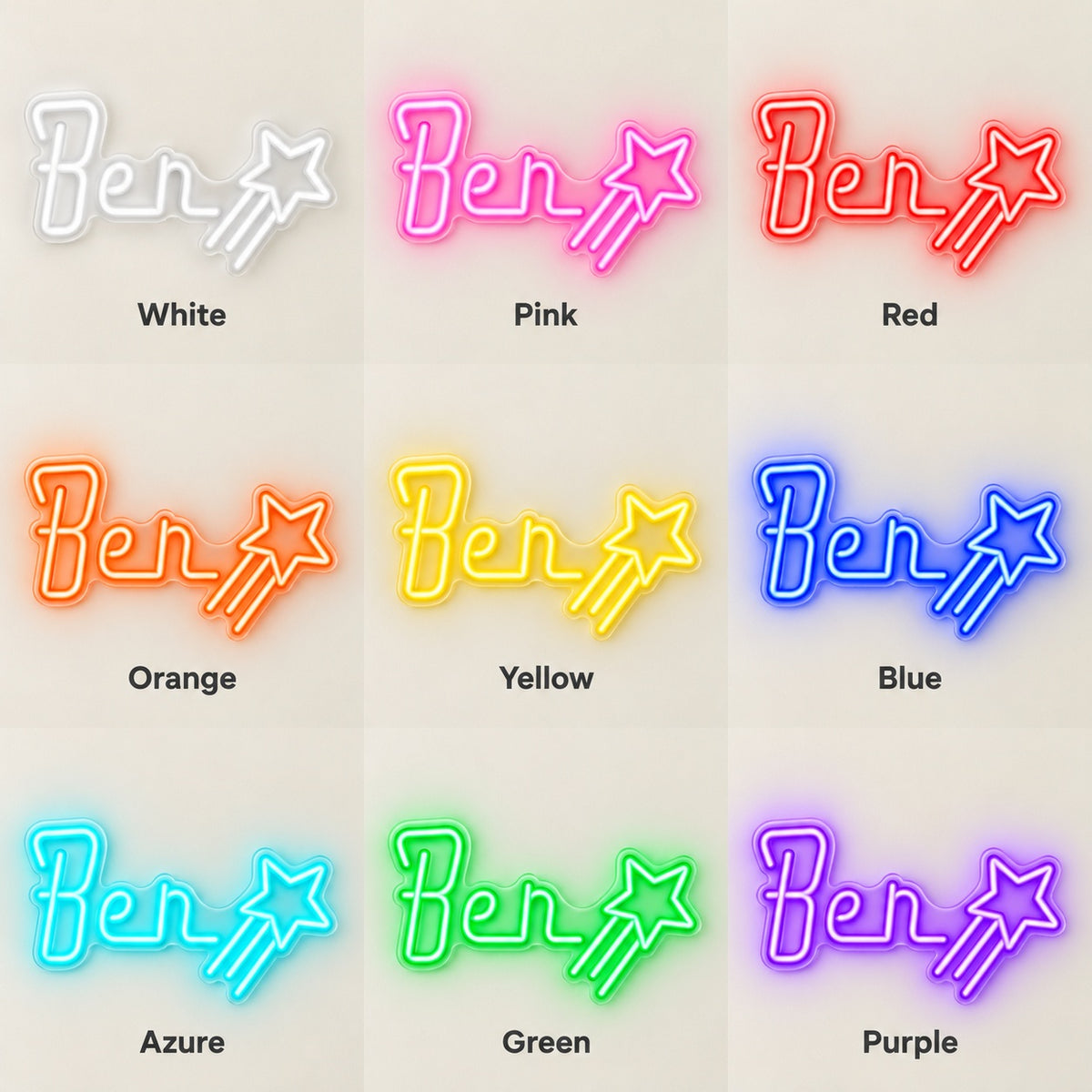 Ben Shooting Star LED Neon Sign - nine-color grid