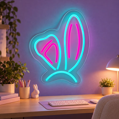 Bent Bunny Ears LED Neon Sign - advertising view
