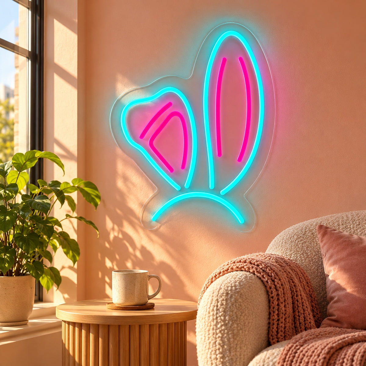 Bent Bunny Ears LED Neon Sign - lifestyle view
