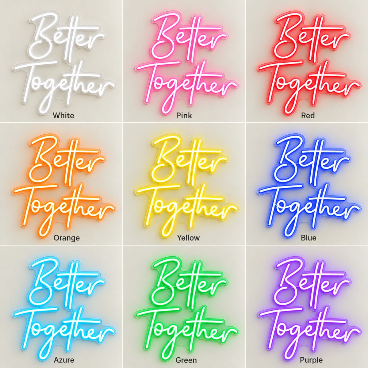 Better Together LED Neon Sign - nine-color grid