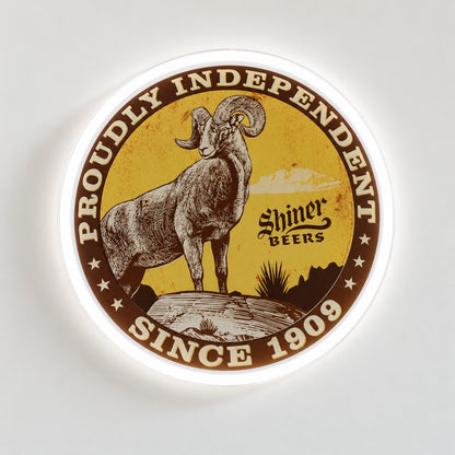 Bighorn Ram Round Emblem LED Neon Sign - natural light view