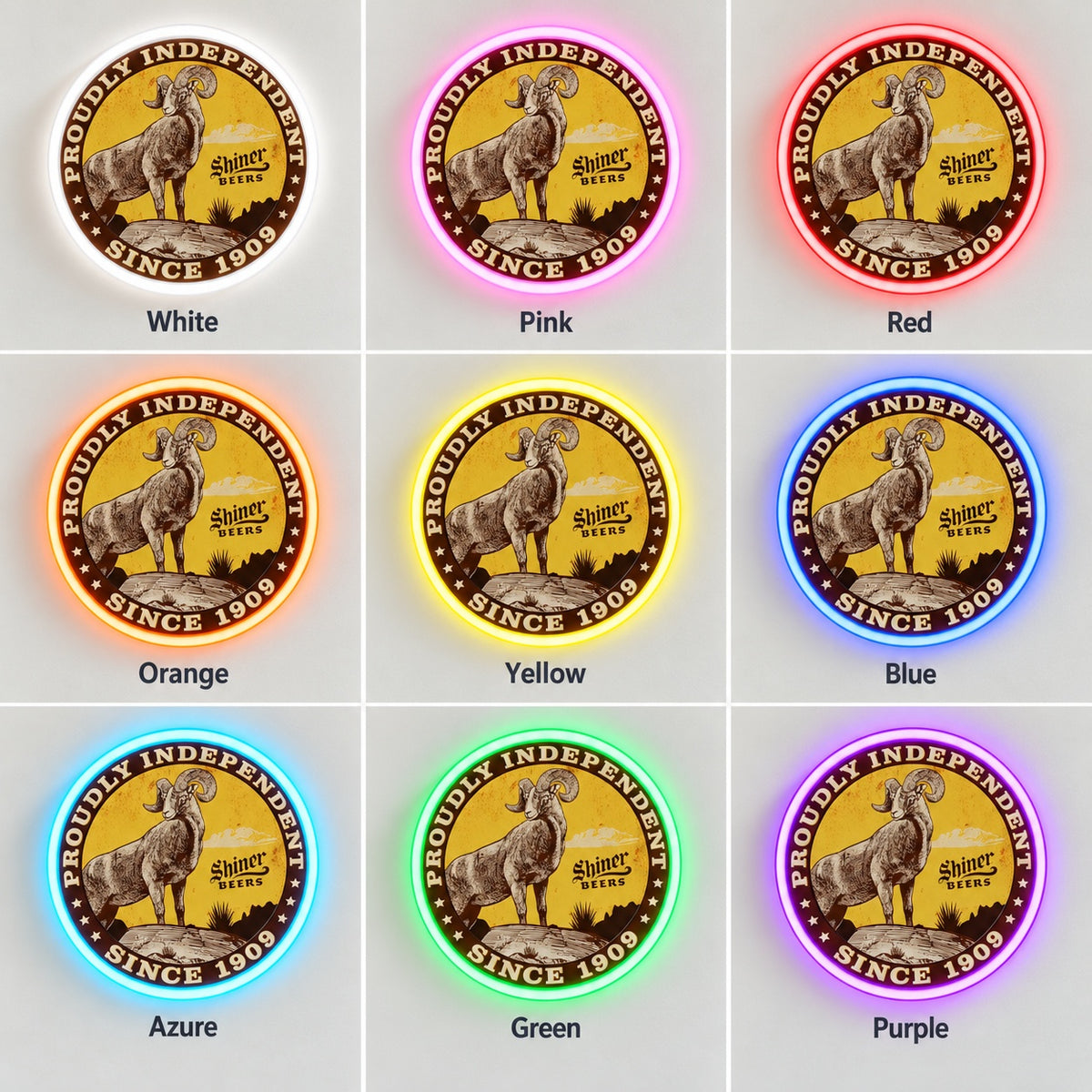 Bighorn Ram Round Emblem LED Neon Sign - nine-color grid