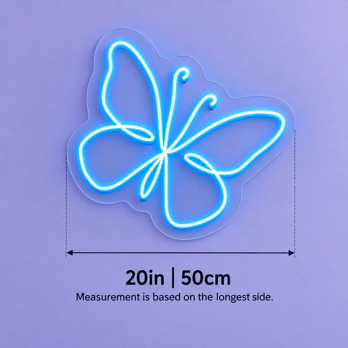 Butterfly LED Neon Sign - size guide