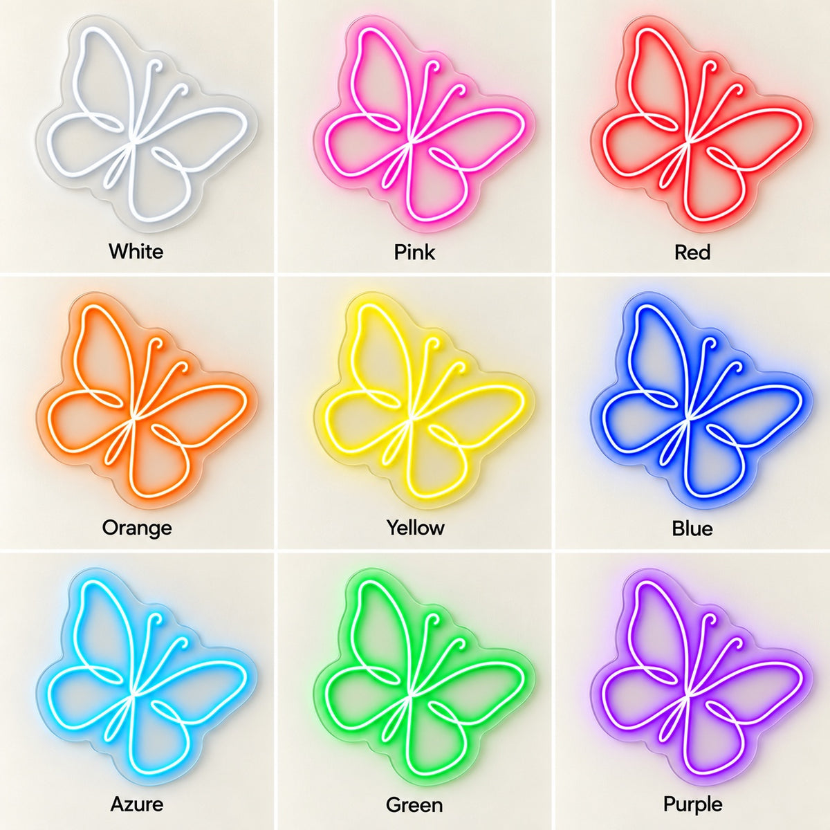 Butterfly LED Neon Sign - nine-color grid
