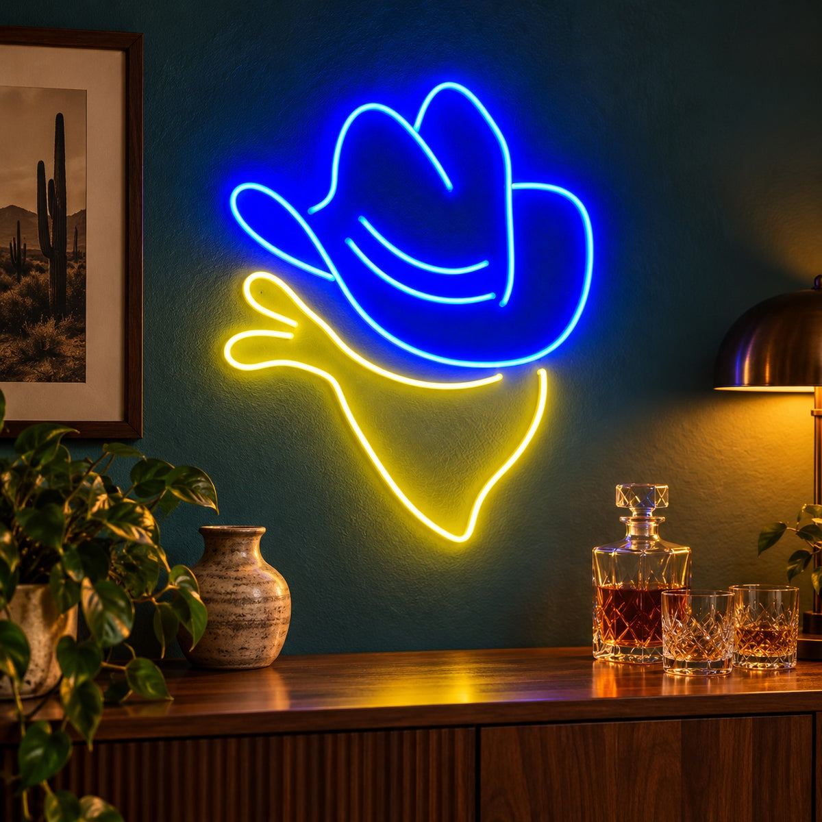 Cowboy Hat Bandana LED Neon Sign - advertising view