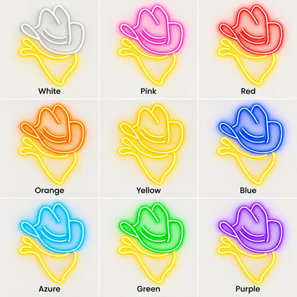Cowboy Hat Bandana LED Neon Sign - nine-color grid