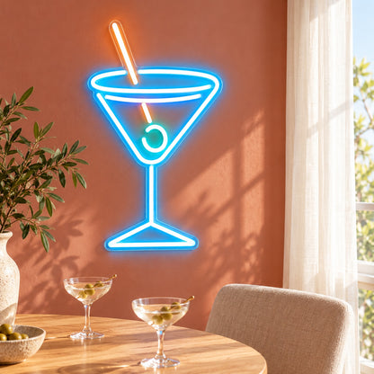 Martini Glass with Olive LED Neon Sign - lifestyle view