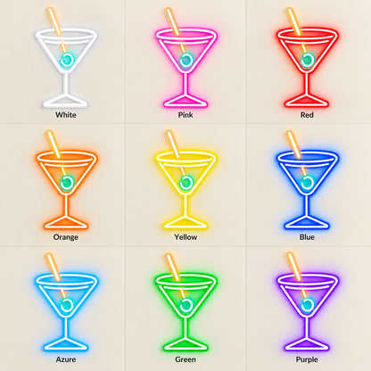 Martini Glass with Olive LED Neon Sign - nine-color grid