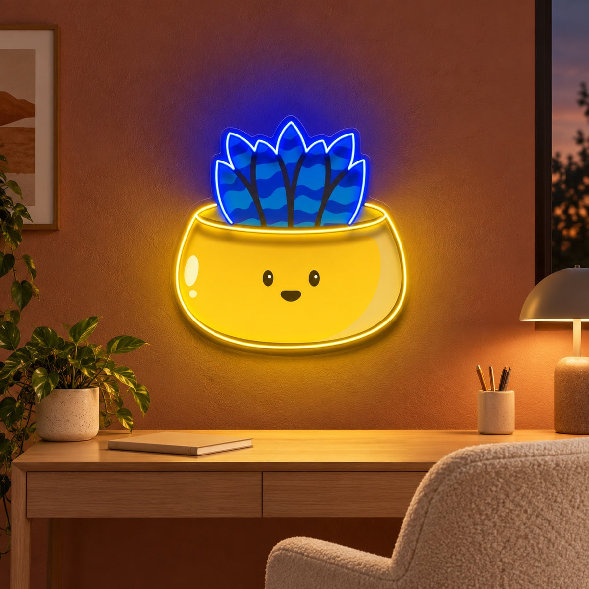 Snake Plant Pot LED Neon Sign - advertising view