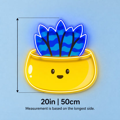 Snake Plant Pot LED Neon Sign - size guide