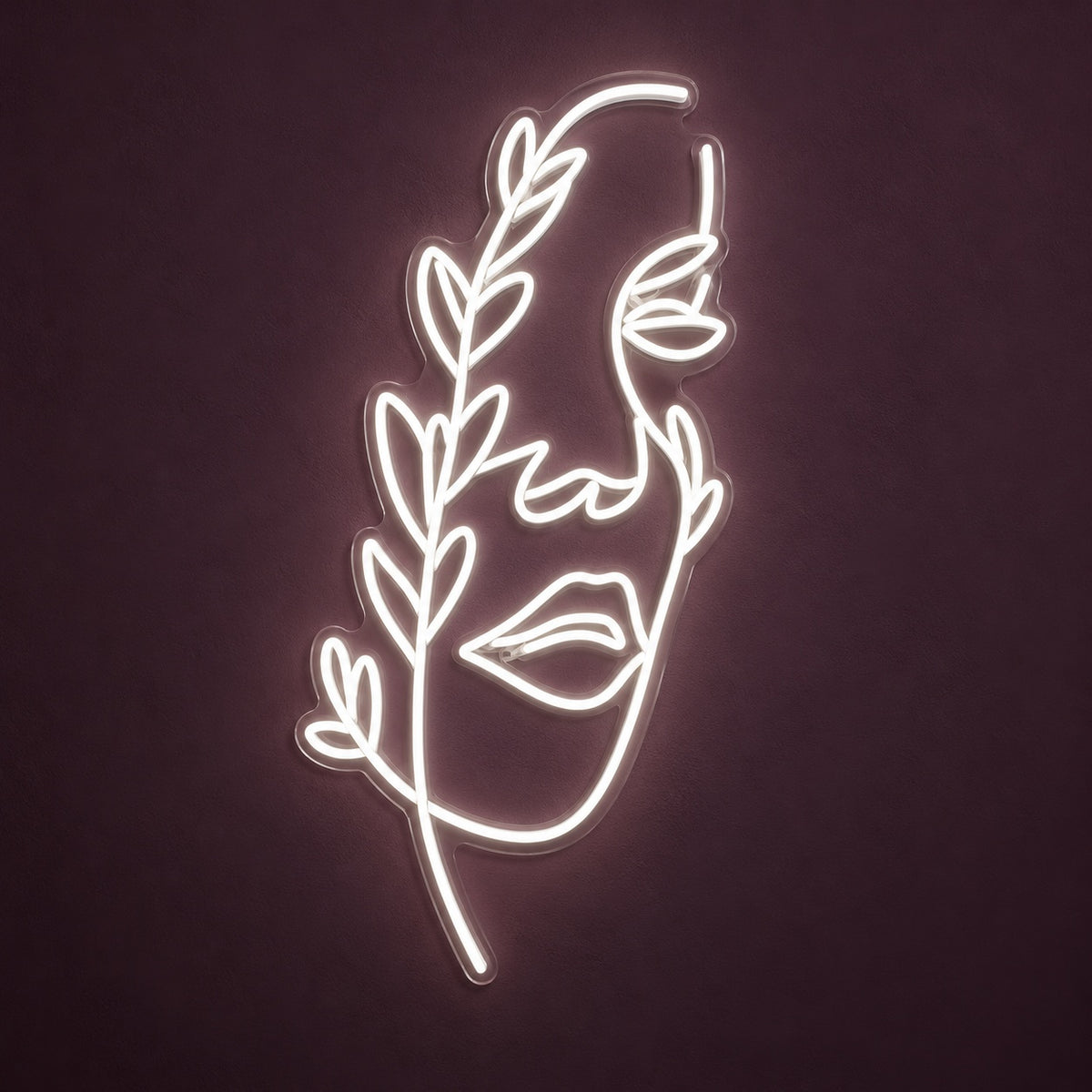 Botanical Woman Face LED Neon Sign - product hero
