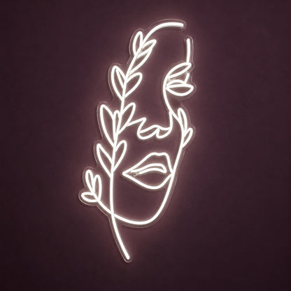 Botanical Woman Face LED Neon Sign - product hero