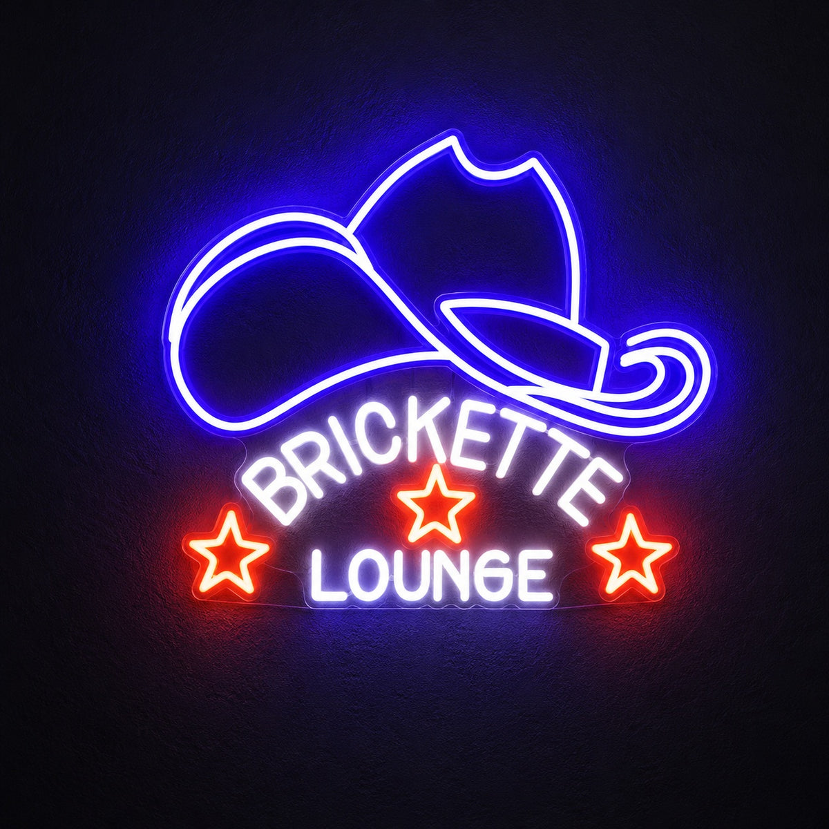 Brickette Lounge Cowboy Hat LED Neon Sign - product hero
