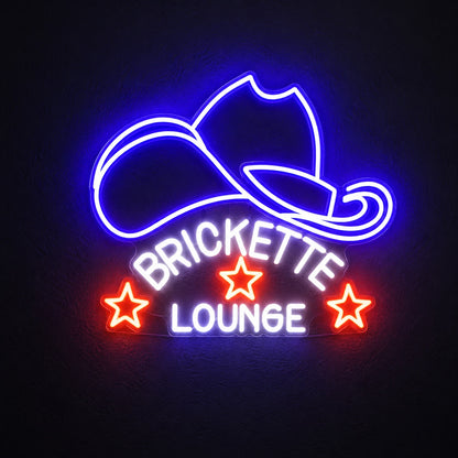 Brickette Lounge Cowboy Hat LED Neon Sign - product hero