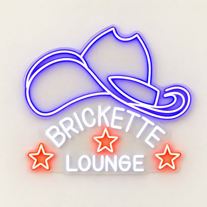 Brickette Lounge Cowboy Hat LED Neon Sign - natural light view