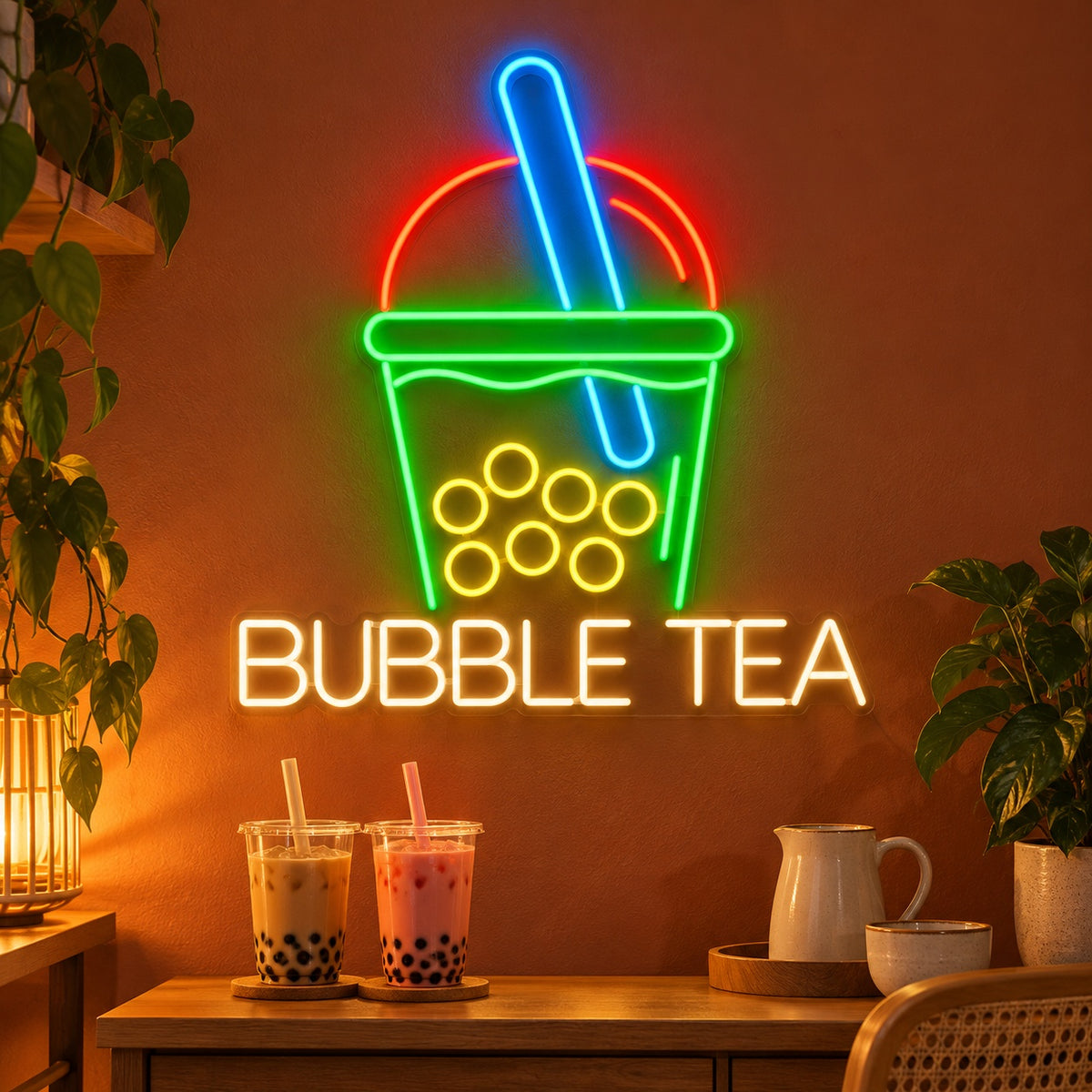 Bubble Tea LED Neon Sign - advertising view