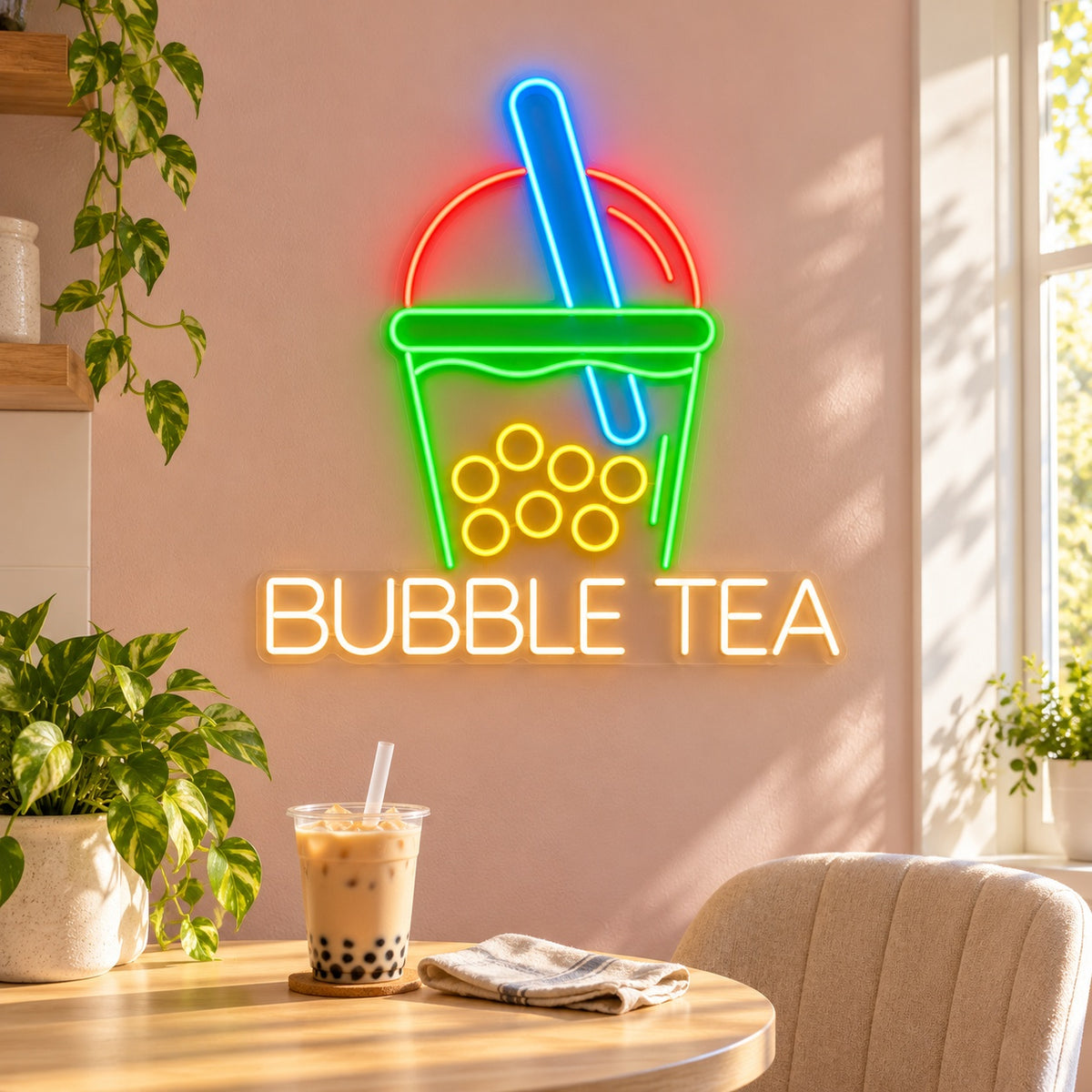 Bubble Tea LED Neon Sign - lifestyle view