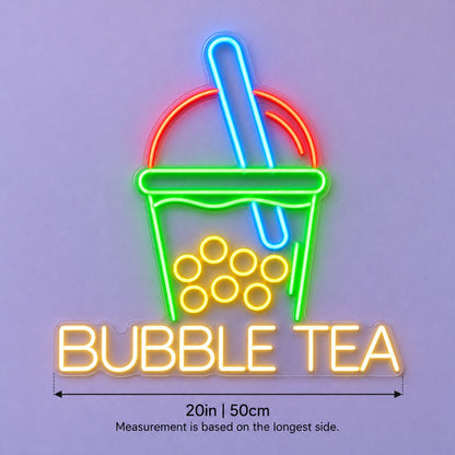 Bubble Tea LED Neon Sign - size guide