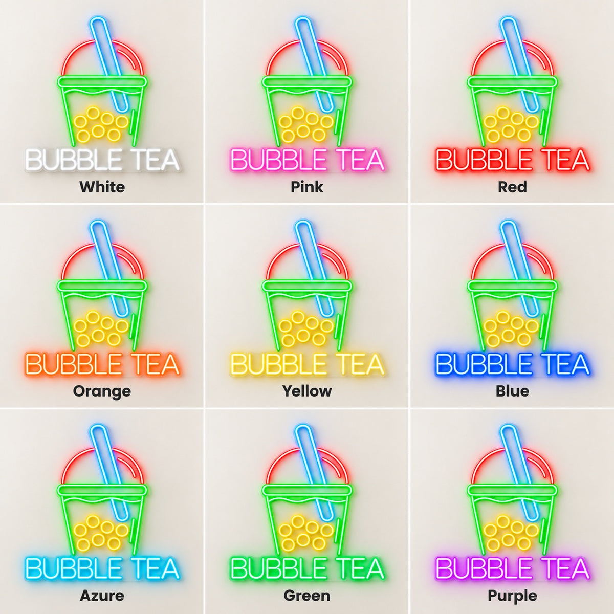 Bubble Tea LED Neon Sign - nine-color grid