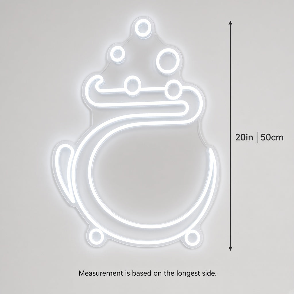 Bubbling Cauldron LED Neon Sign - size guide