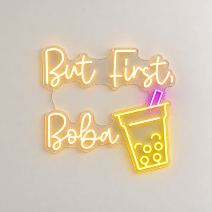 But First Boba LED Neon Sign - natural light view