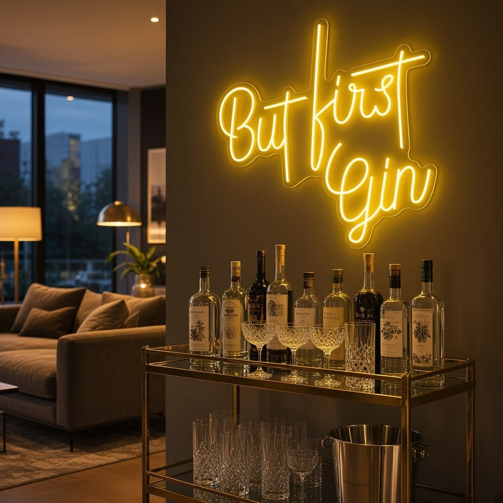 But First Gin LED Neon Sign - advertising view