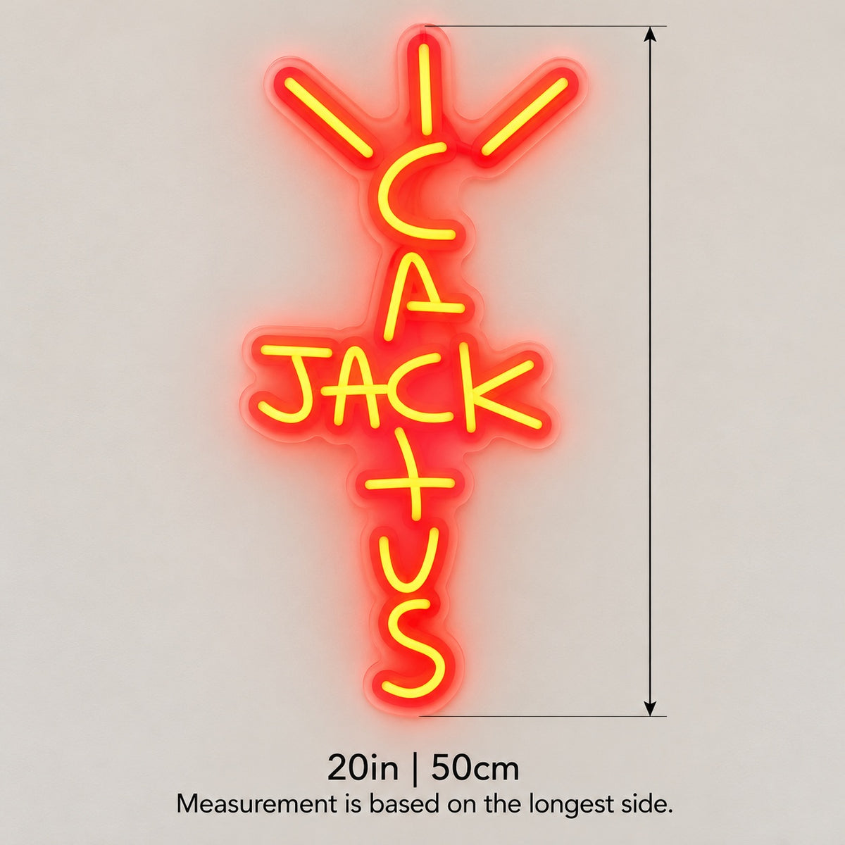 Cactus Jack LED Neon Sign - size guide
