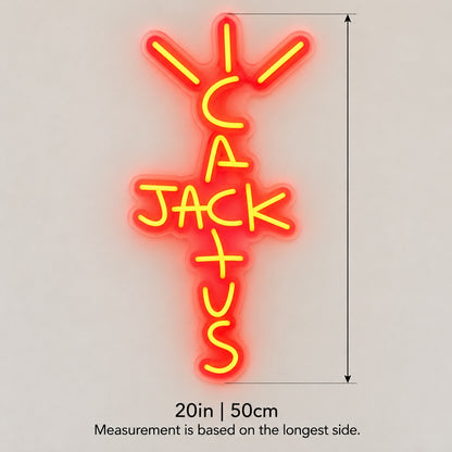 Cactus Jack LED Neon Sign - size guide
